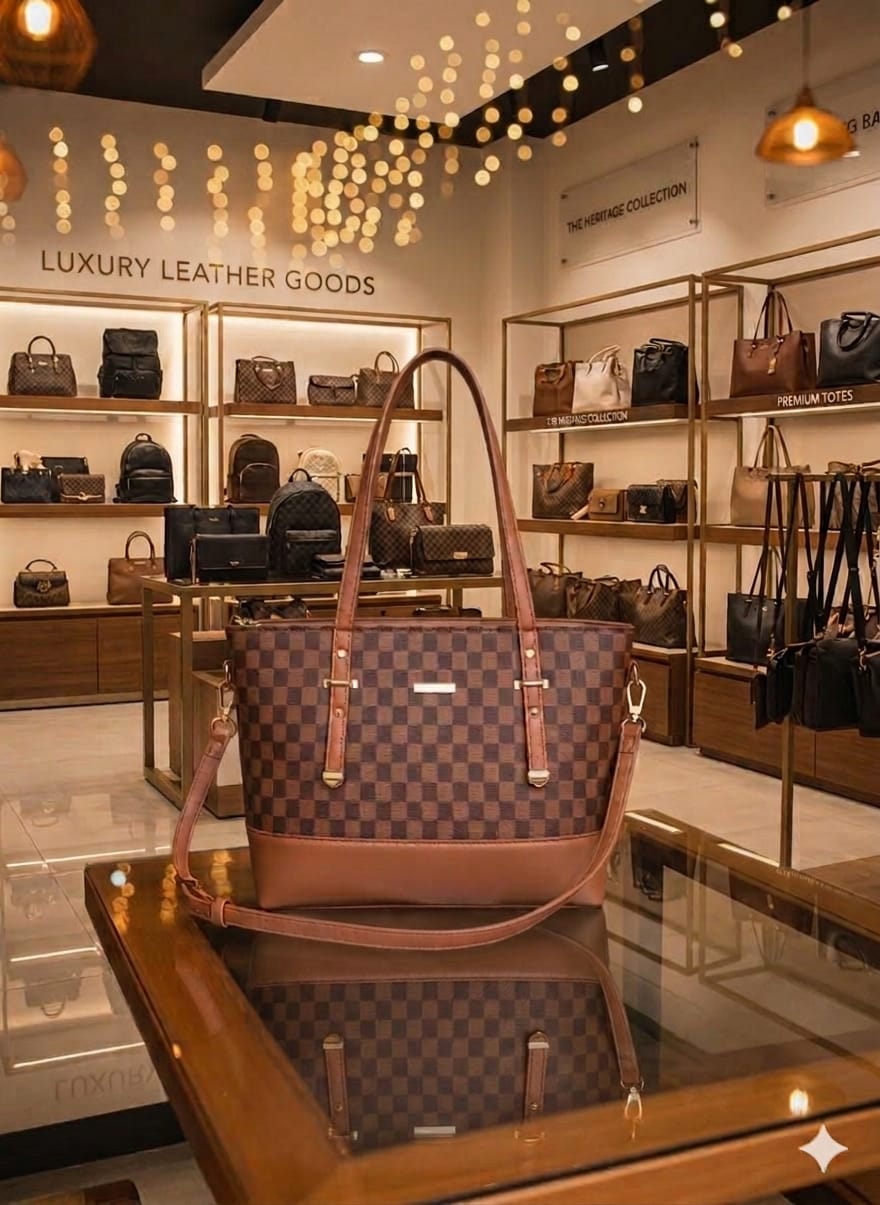 Checkerboard Dual-Carry Executive Tote Bag —   handbag by HandbagsAvenue